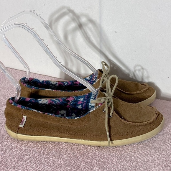 Vans Brown Suede Lace Up Loafers 9.5 - Picture 1 of 13